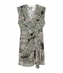 IRO Robe Rolina Soie Imprimé Vert