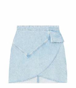 IRO Jupe Eija Coton Denim Bleu Clair