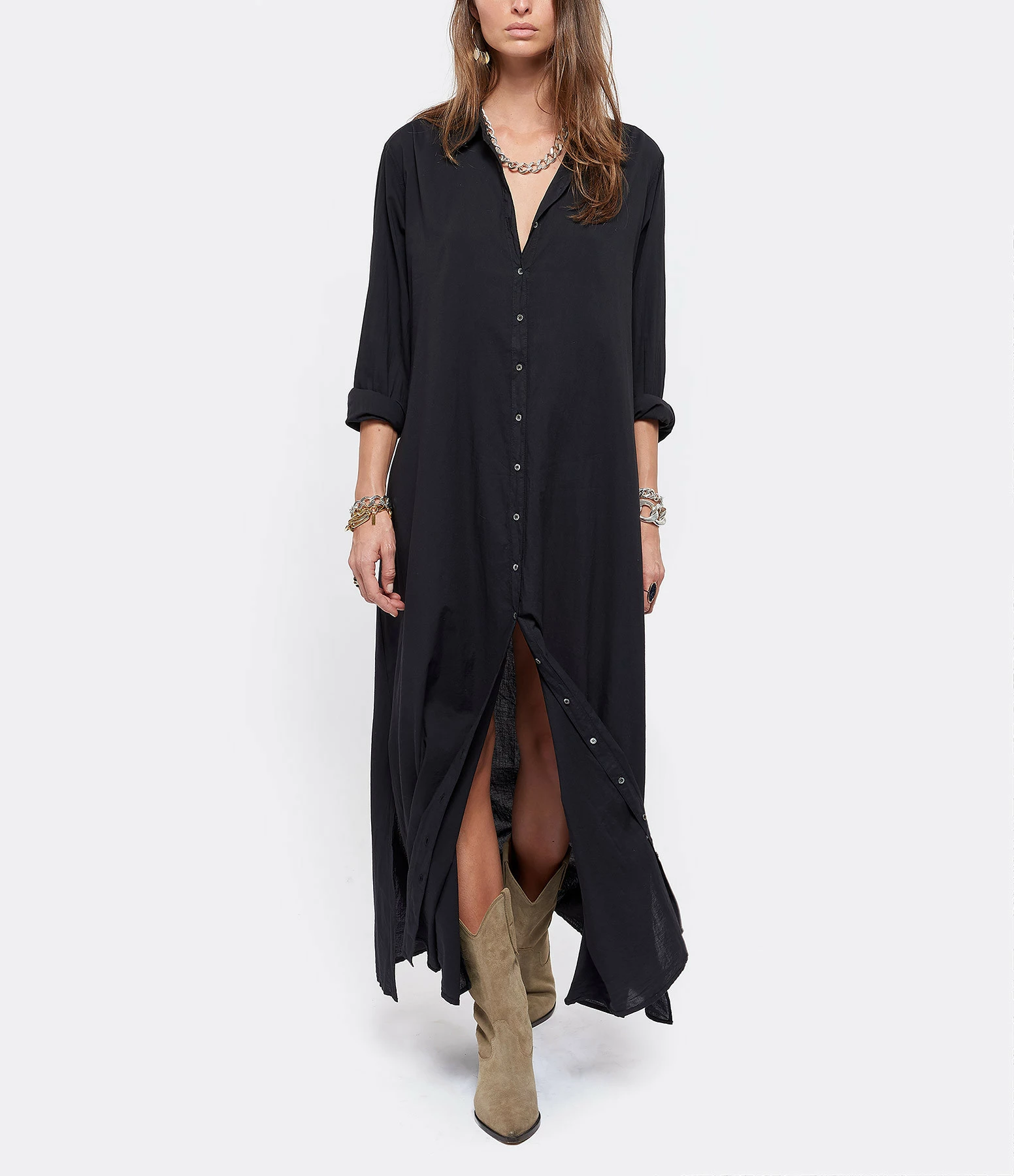 XIRENA Robe Longue Boden Coton Noir – Image 3