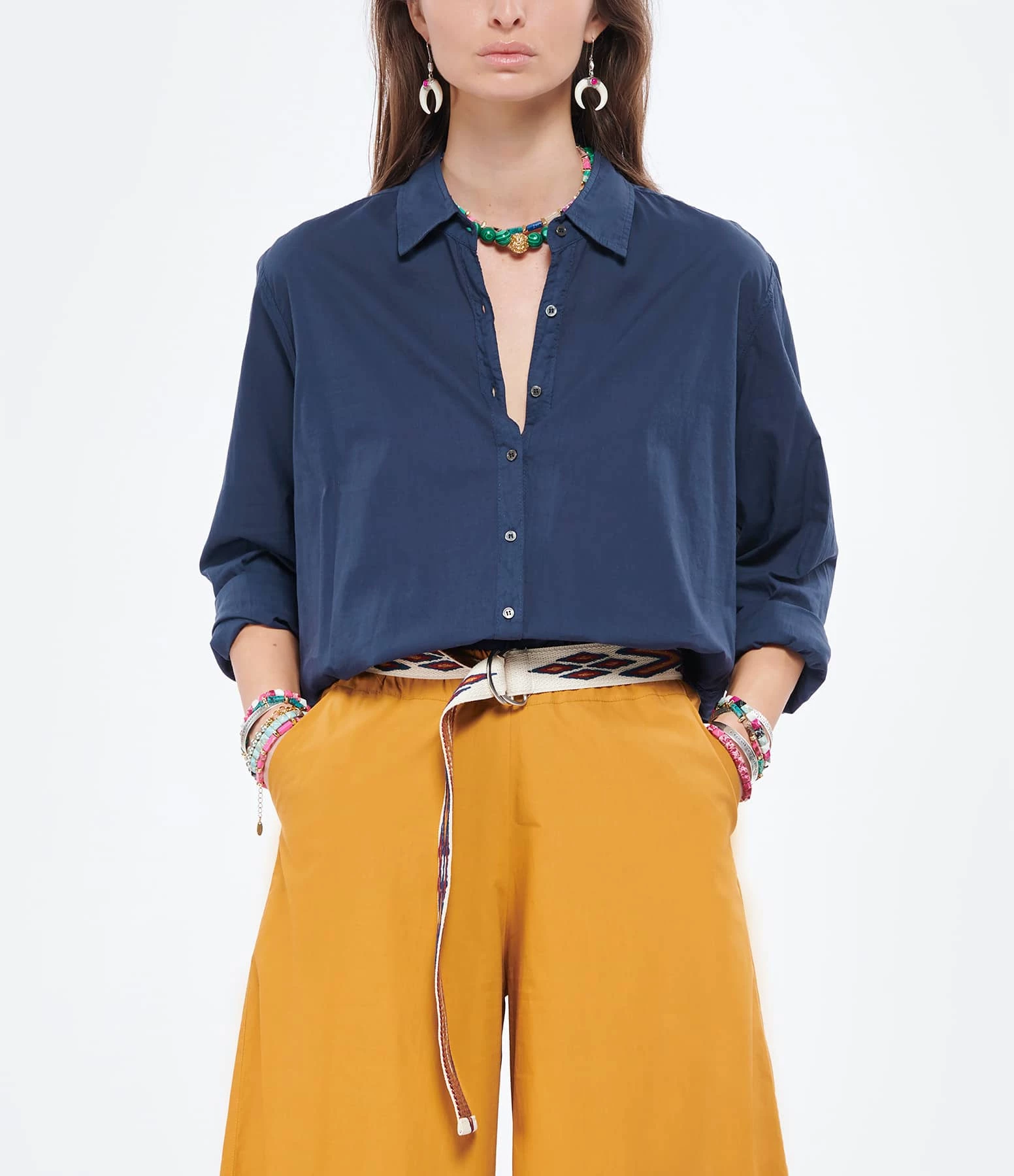 XIRENA Chemise Beau Coton Bleu Navy – Image 3