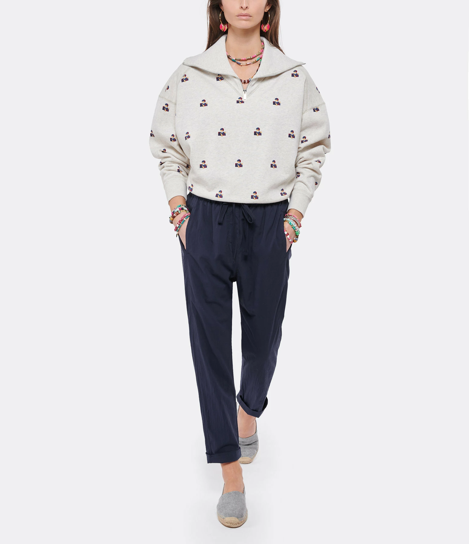 XIRENA Pantalon Fin Draper Coton Bleu Navy – Image 3