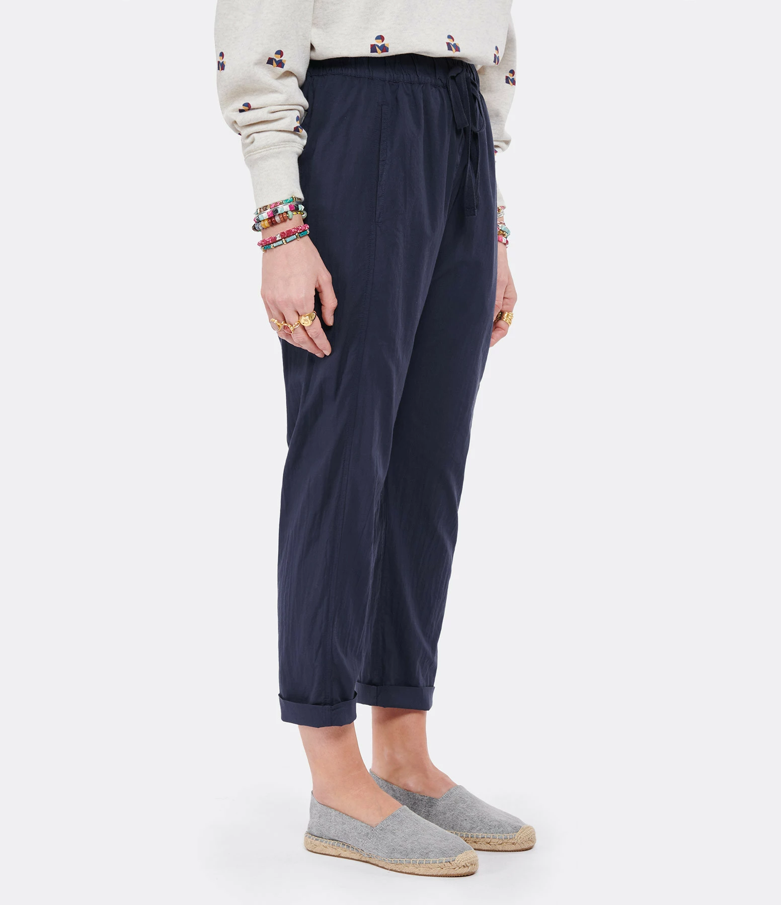 XIRENA Pantalon Fin Draper Coton Bleu Navy – Image 4