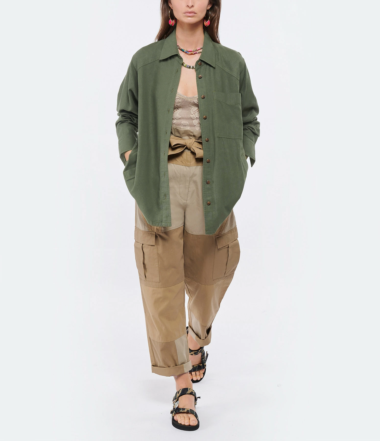 XIRENA Chemise Travis Soie Vert Olive – Image 4