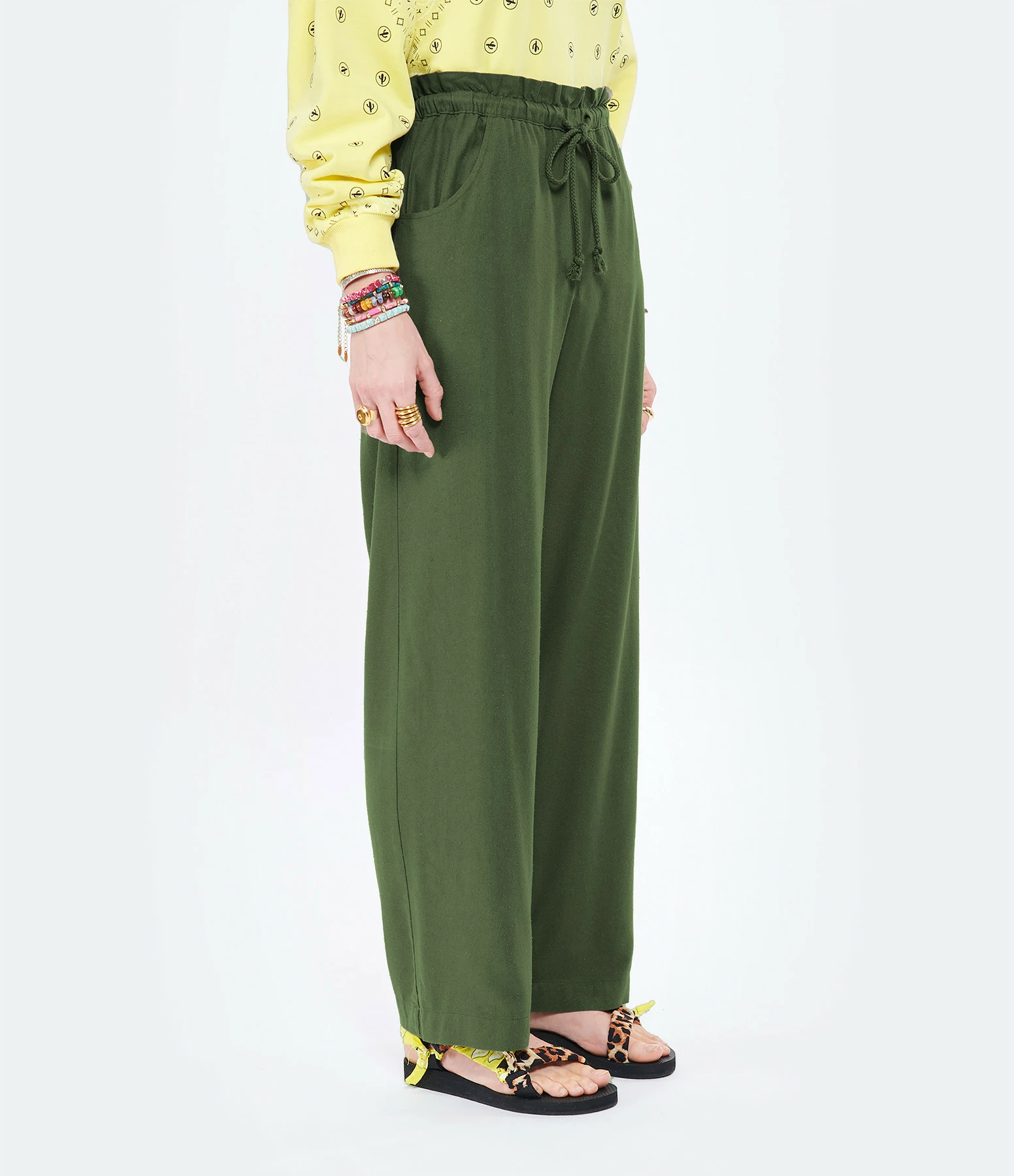 XIRENA Pantalon Talin Soie Vert Olive – Image 4