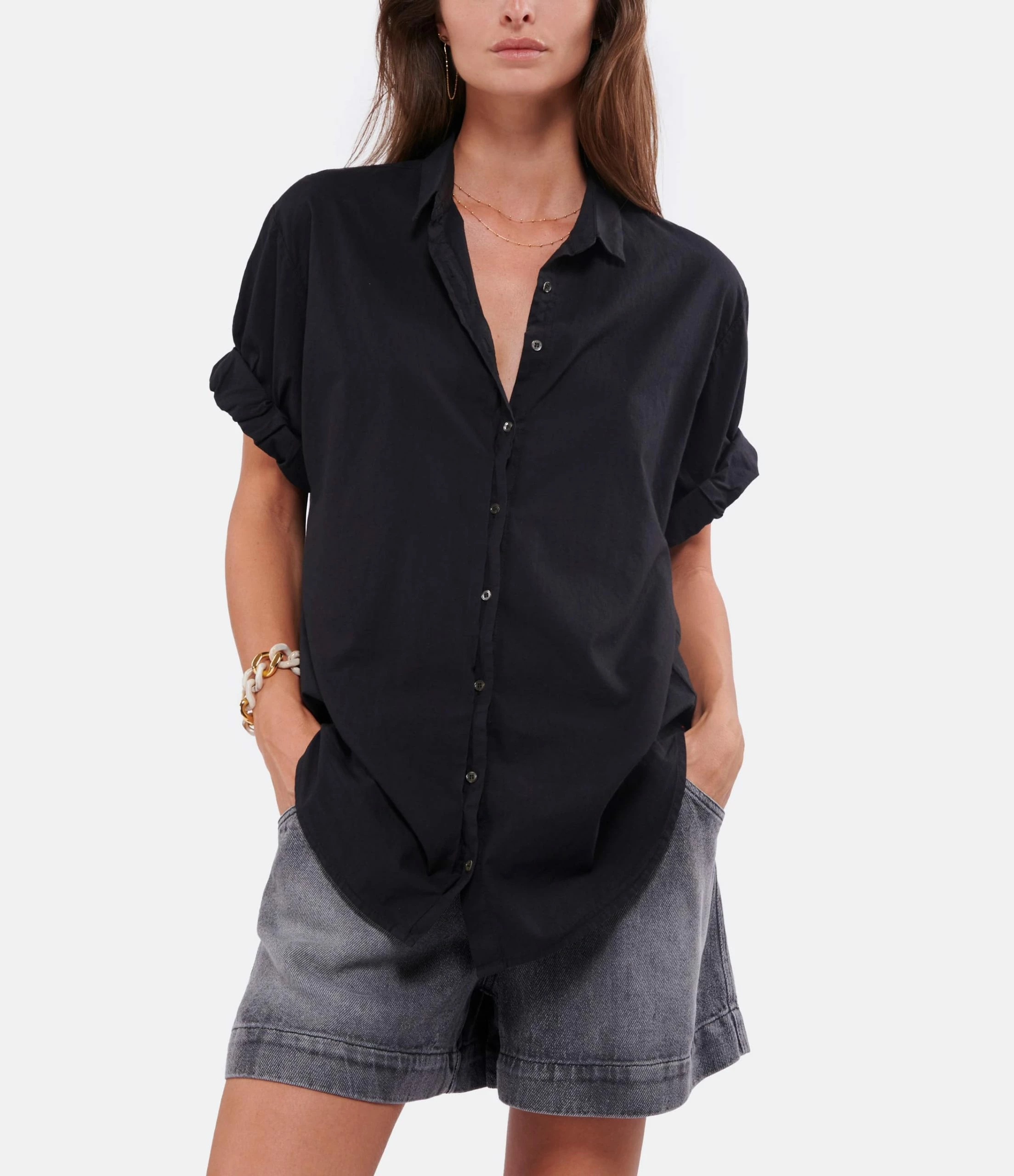 XIRENA Chemise Channing Coton Noir – Image 3