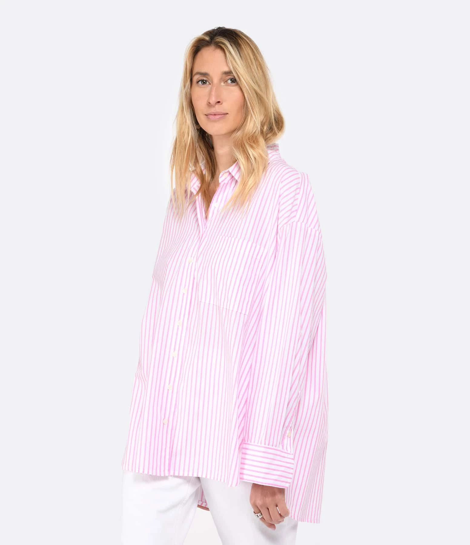 XIRENA Chemise Sydney Rayures Coton Rose 5 XIRENA Chemise Sydney Rayures Coton Rose – Image 3