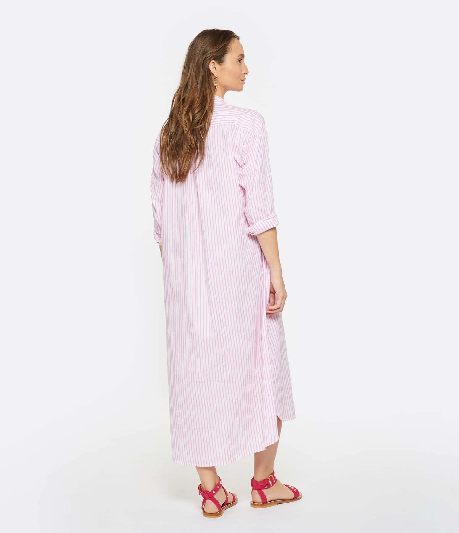 XIRENA Robe Longue Marlowe Rayures Coton Rose – Image 4