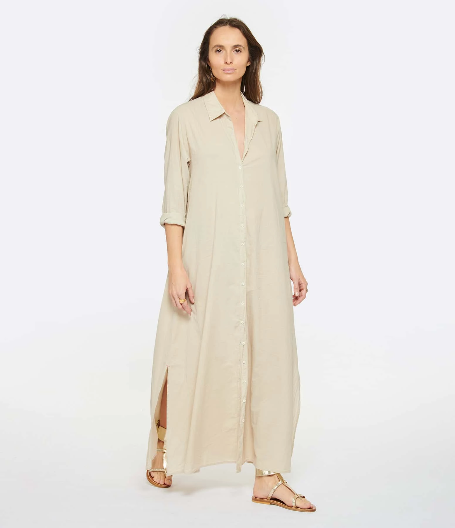 XIRENA Robe Longue Boden Coton Beige – Image 3