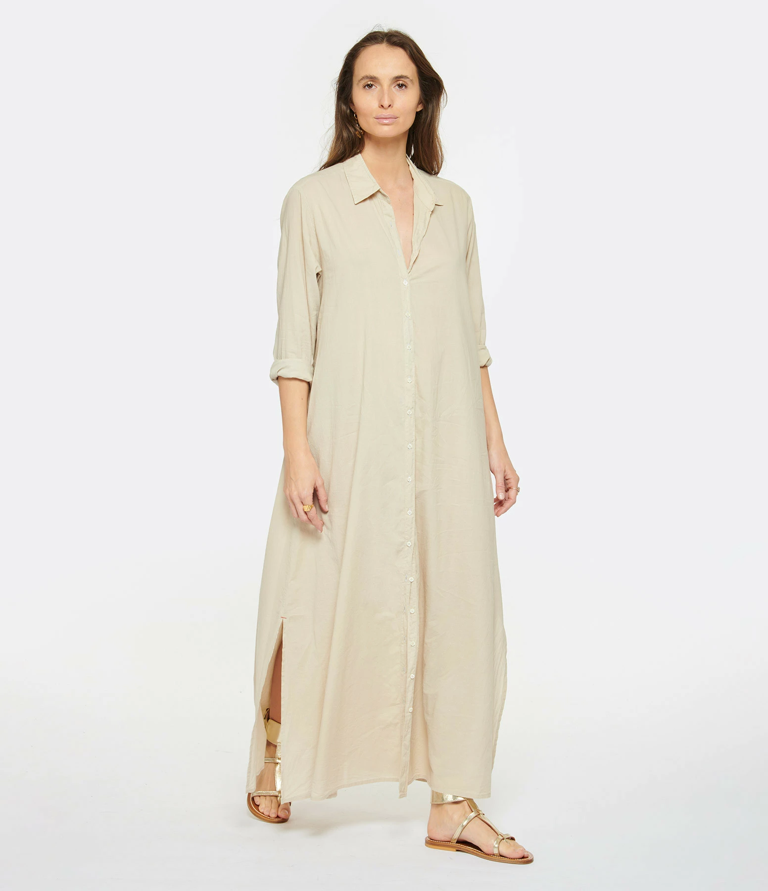 XIRENA Robe Longue Boden Coton Beige – Image 3