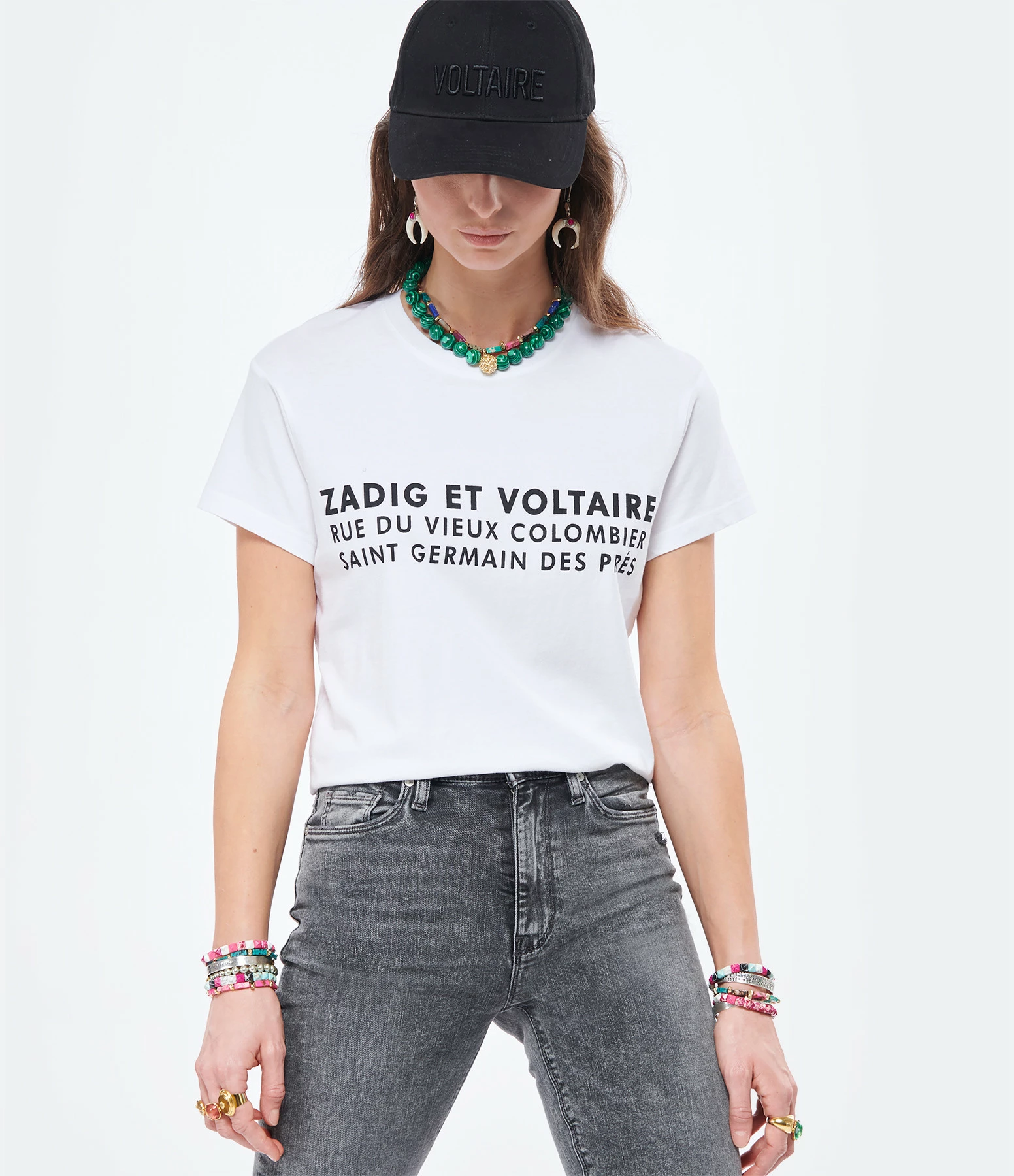 Zadig & Voltaire Tee-shirt Zoe ZV Address Coton Blanc – Image 3