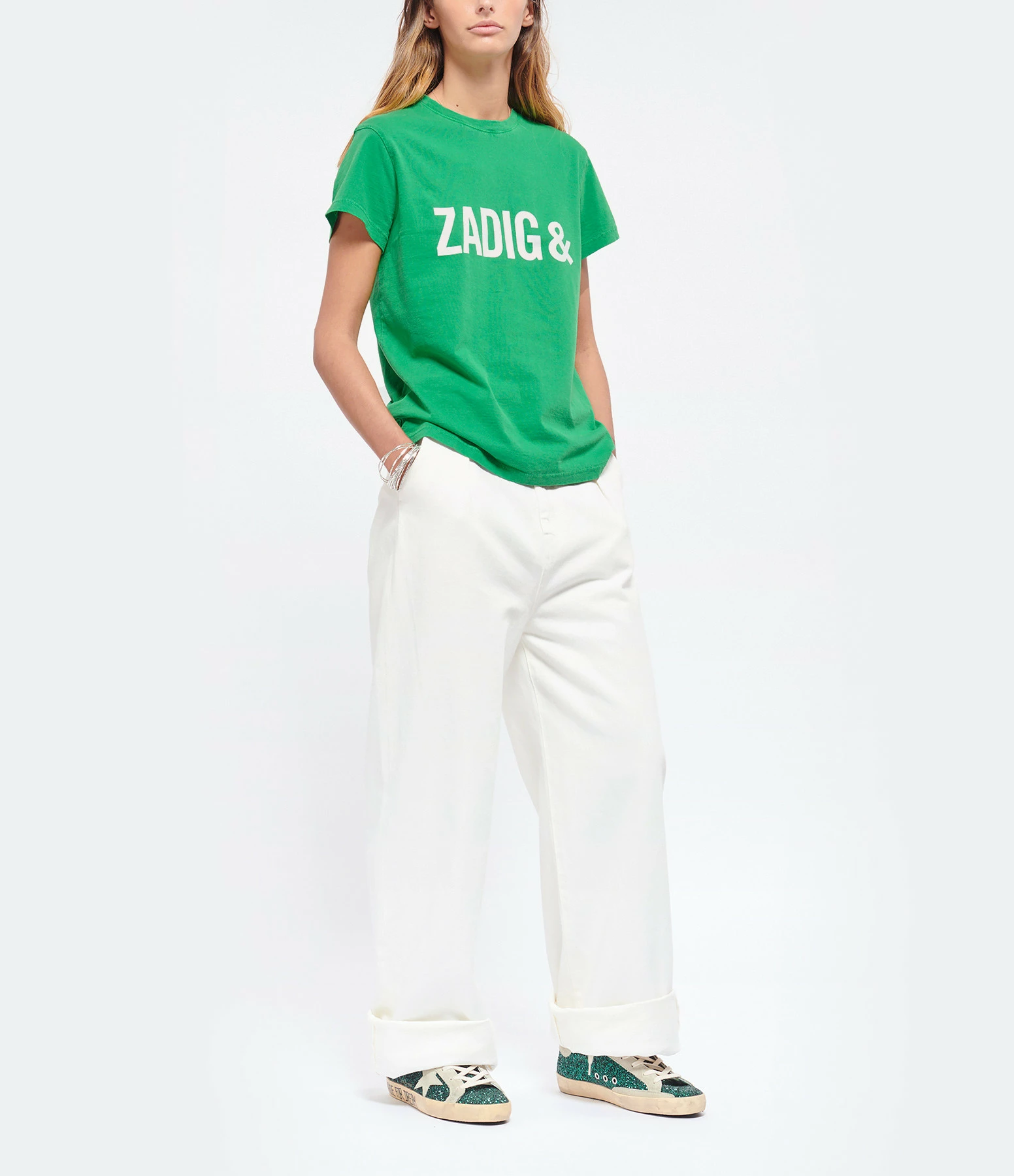 Zadig & Voltaire Tee-shirt Zoe ZV Coton Vert Garden – Image 6