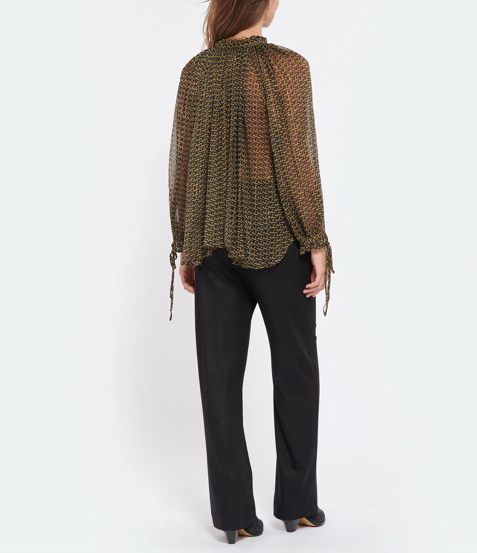 Zadig & Voltaire Blouse Tocade Mousseline Lurex Kaki – Image 5