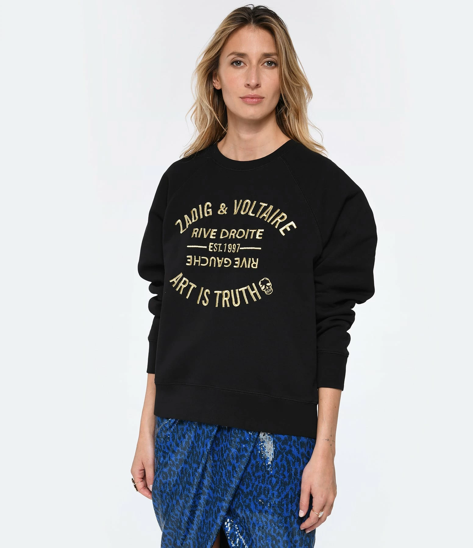 Zadig & Voltaire Sweatshirt Upper Blason Coton Noir – Image 3