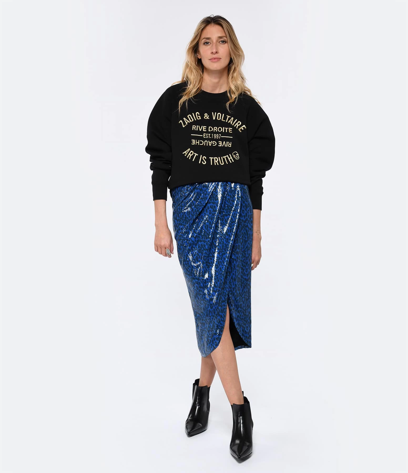 Zadig & Voltaire Sweatshirt Upper Blason Coton Noir – Image 4