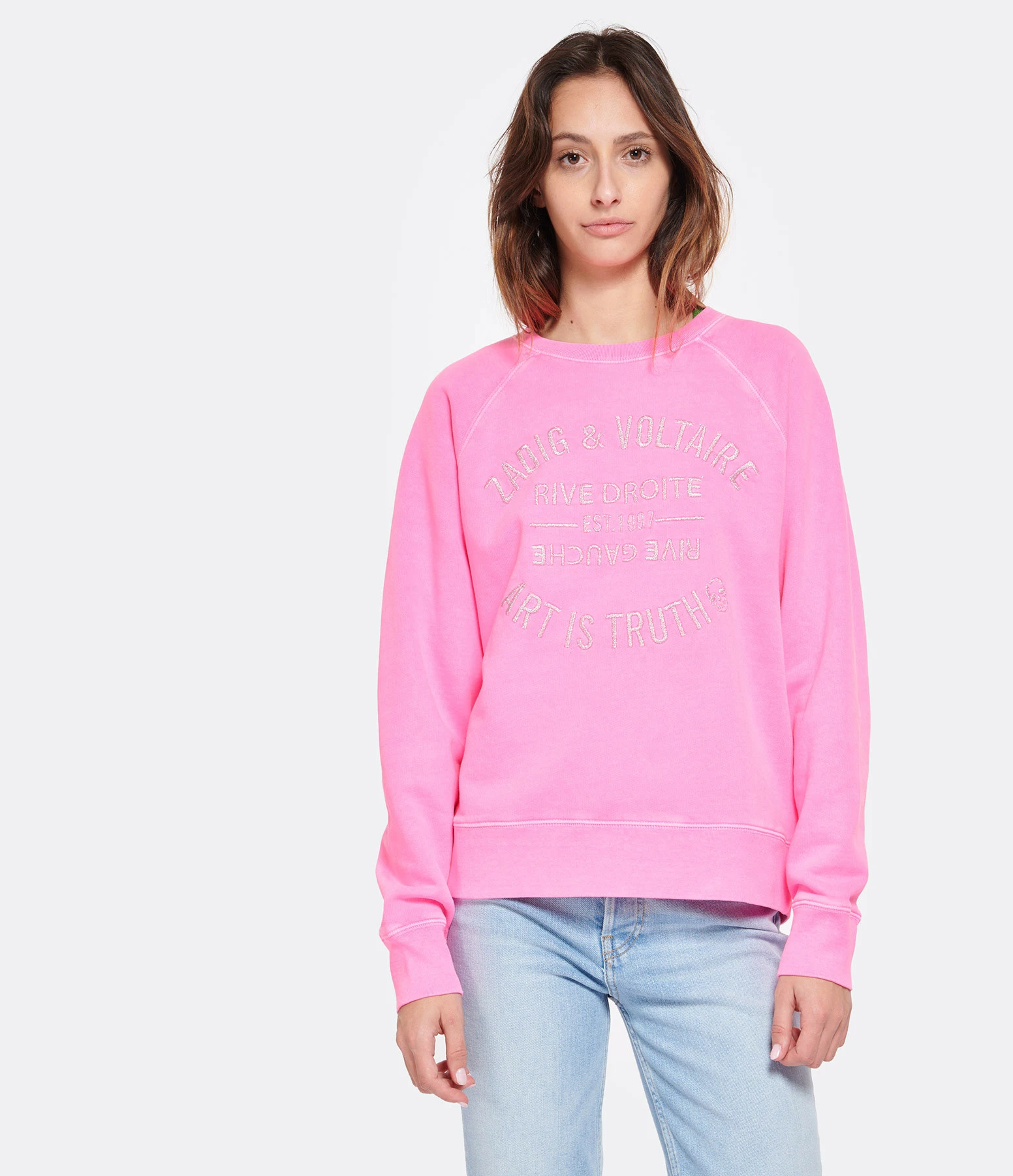 Zadig & Voltaire Sweatshirt Upper Blason Coton Rose Fluo – Image 3