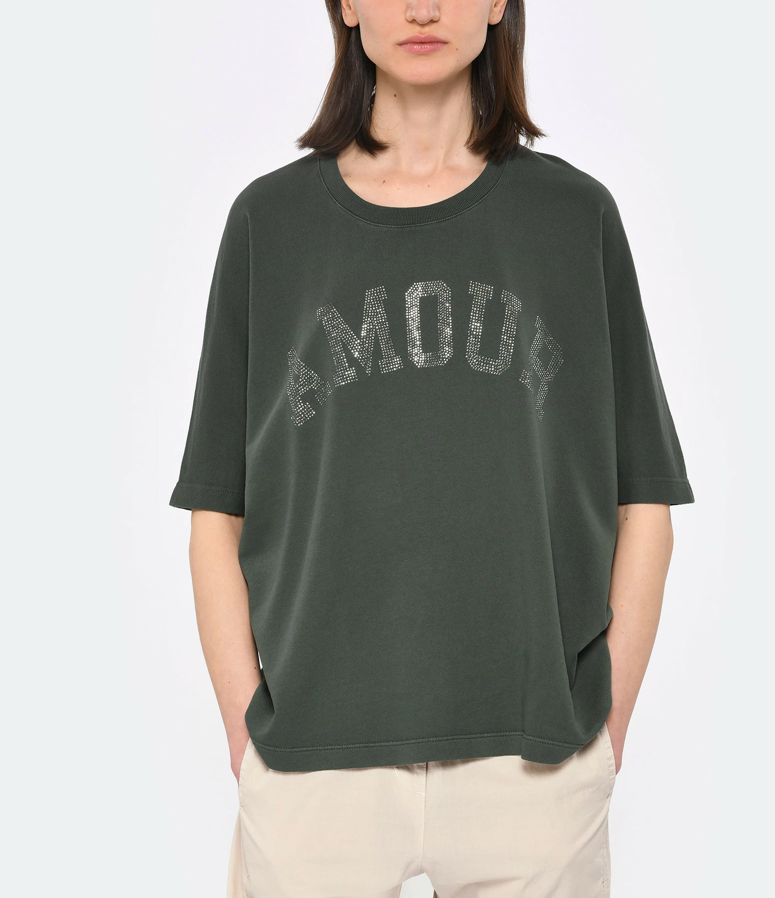 Zadig & Voltaire Sweatshirt Portland Amour Strass Coton Kaki – Image 2