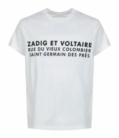 Zadig & Voltaire Tee-shirt Zoe ZV Address Coton Blanc