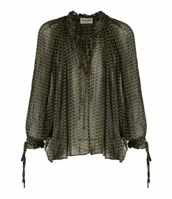Zadig & Voltaire Blouse Tocade Mousseline Lurex Kaki