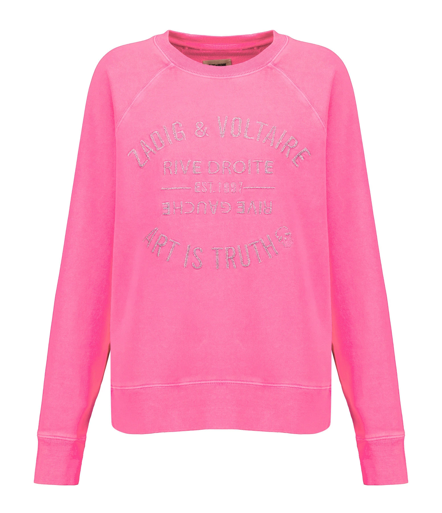 Zadig & Voltaire Sweatshirt Upper Blason Coton Rose Fluo