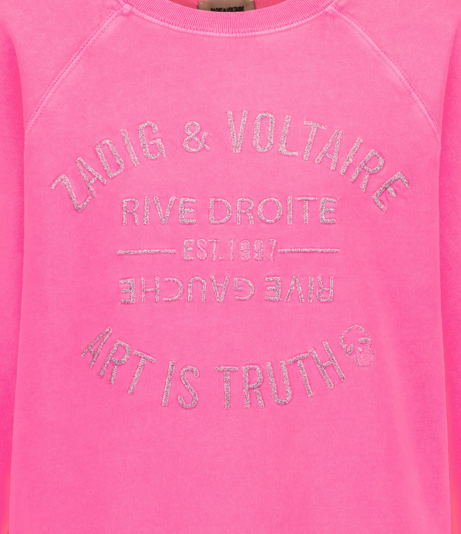 Zadig & Voltaire Sweatshirt Upper Blason Coton Rose Fluo – Image 2