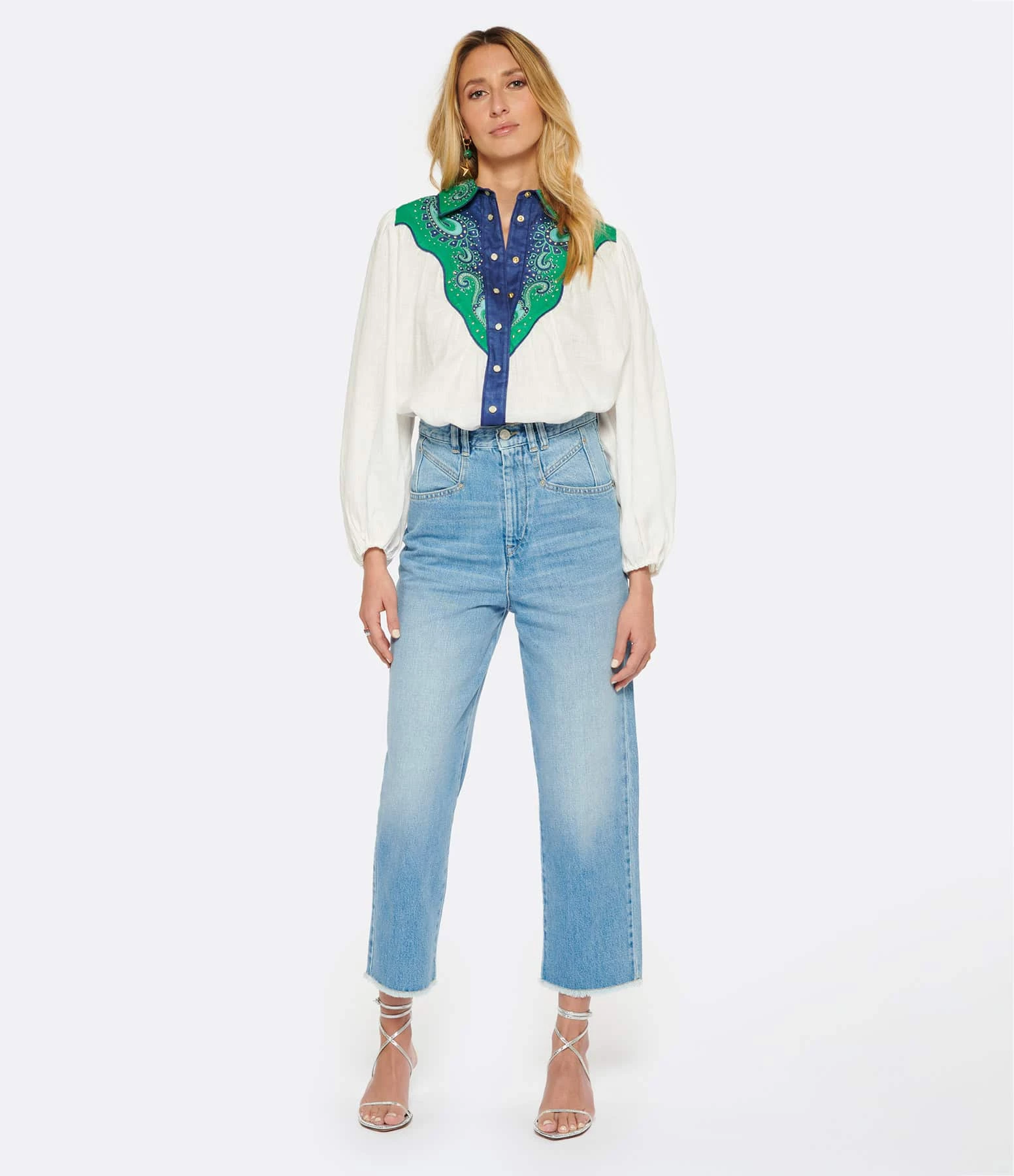 Zimmermann Chemise Tiggy Lin Ivoire Bleu Vert – Image 3