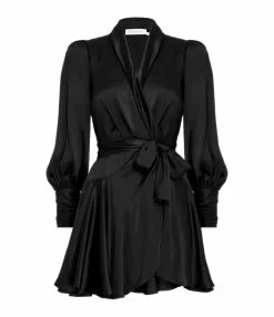 Zimmermann Robe Wrap Soie Noir