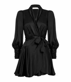 Zimmermann Robe Wrap Soie Noir