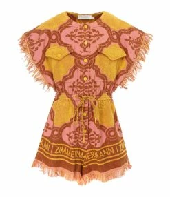 Zimmermann Combinaison Cira Coton Rose Jaune
