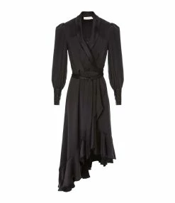 Zimmermann Robe Wrap Soie Noir
