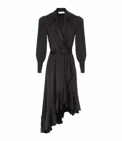 Zimmermann Robe Wrap Soie Noir