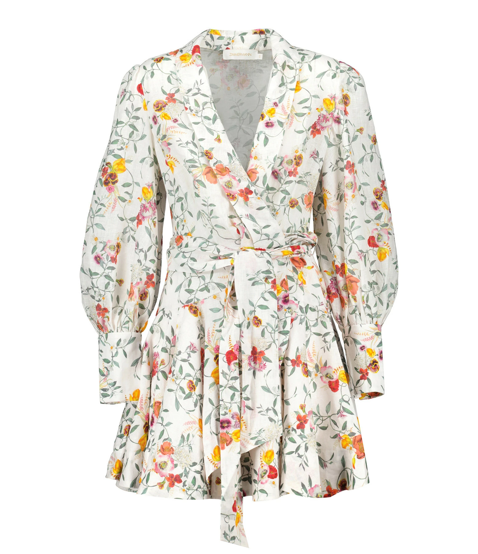 Zimmermann Mini Robe Portefeuille Lin Imprimé