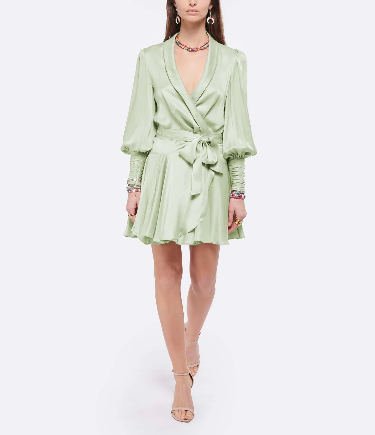 Zimmermann Robe Wrap Soie Vert Clair – Image 3